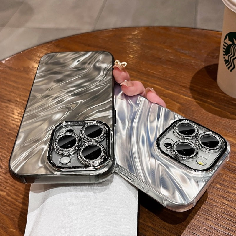 Hot Diamond Laser Gradient Glitter Camera Lens Protection Colorful Phone Shell Black Case